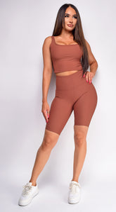 Elise Brown Ribbed Active Set